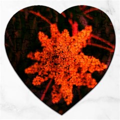 Orange Sumac Bloom Jigsaw Puzzle (heart) by okhismakingart