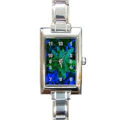 Blue And Green Sumac Bloom Rectangle Italian Charm Watch by okhismakingart