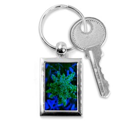 Blue And Green Sumac Bloom Key Chains (rectangle)  by okhismakingart