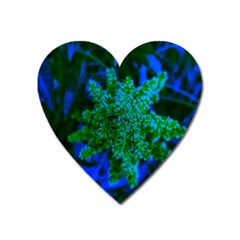 Blue And Green Sumac Bloom Heart Magnet by okhismakingart