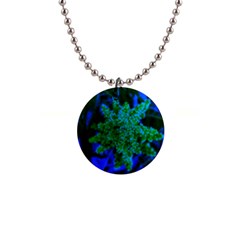 Blue And Green Sumac Bloom 1  Button Necklace by okhismakingart