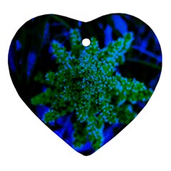 Blue And Green Sumac Bloom Heart Ornament (two Sides) by okhismakingart