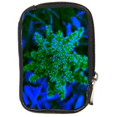 Blue And Green Sumac Bloom Compact Camera Leather Case by okhismakingart