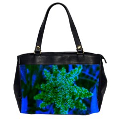 Blue And Green Sumac Bloom Oversize Office Handbag (2 Sides) by okhismakingart