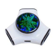 Blue And Green Sumac Bloom 3-port Usb Hub by okhismakingart