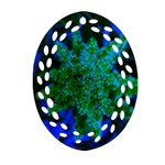 Blue and Green Sumac Bloom Ornament (Oval Filigree) Front