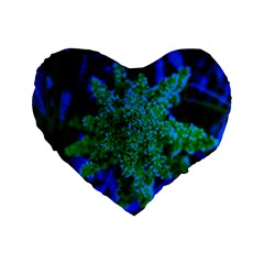 Blue And Green Sumac Bloom Standard 16  Premium Heart Shape Cushions by okhismakingart