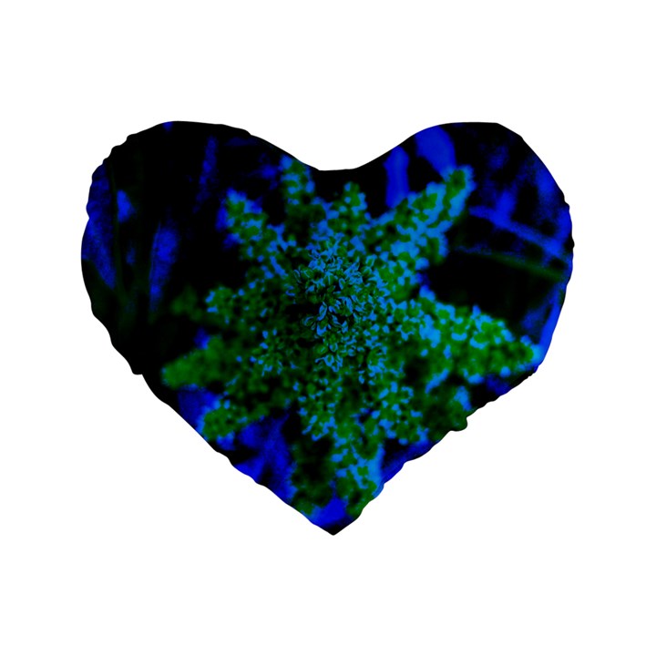 Blue and Green Sumac Bloom Standard 16  Premium Heart Shape Cushions