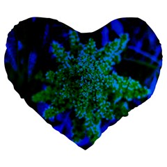 Blue And Green Sumac Bloom Large 19  Premium Heart Shape Cushions by okhismakingart