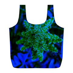 Blue And Green Sumac Bloom Full Print Recycle Bag (l) by okhismakingart