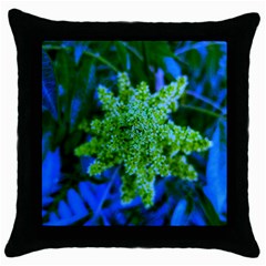 Lime Green Sumac Bloom Throw Pillow Case (black) by okhismakingart