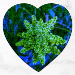 Lime Green Sumac Bloom Jigsaw Puzzle (heart) by okhismakingart