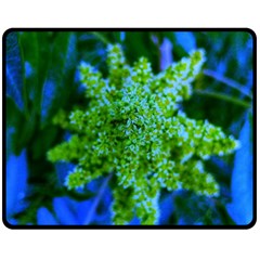 Lime Green Sumac Bloom Fleece Blanket (medium)  by okhismakingart