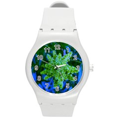 Lime Green Sumac Bloom Round Plastic Sport Watch (m) by okhismakingart