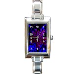 Maroon and Blue Sumac Bloom Rectangle Italian Charm Watch Front