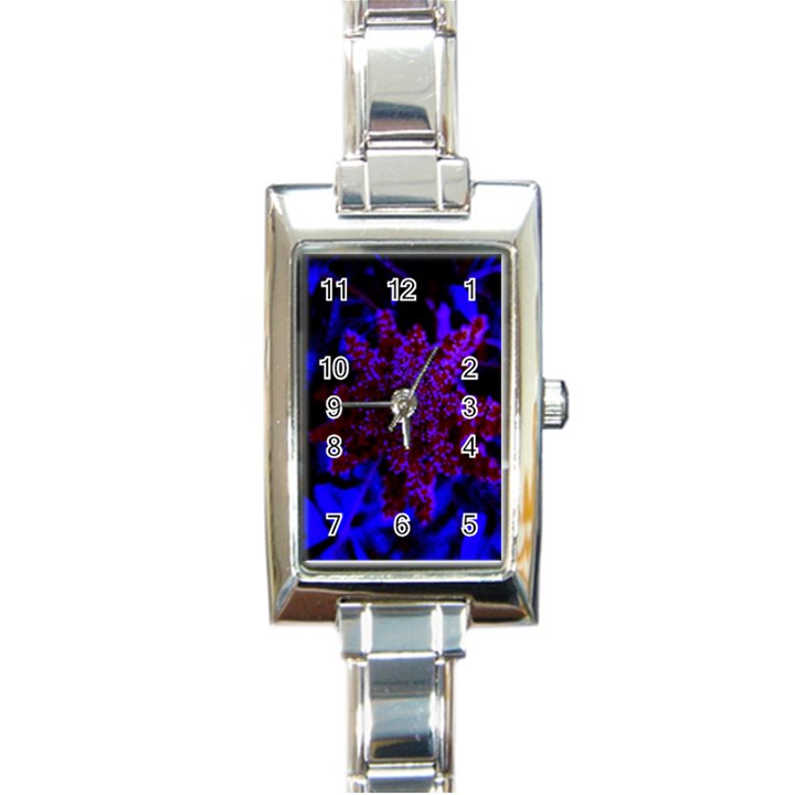 Maroon and Blue Sumac Bloom Rectangle Italian Charm Watch