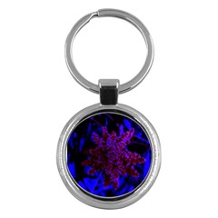 Maroon And Blue Sumac Bloom Key Chains (round)  by okhismakingart