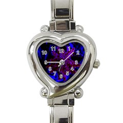 Maroon And Blue Sumac Bloom Heart Italian Charm Watch by okhismakingart