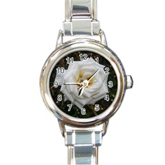 White Angular Rose Round Italian Charm Watch by okhismakingart