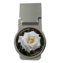 White Angular Rose Money Clips (round)  by okhismakingart