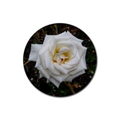 White Angular Rose Rubber Coaster (round)  by okhismakingart