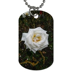 White Angular Rose Dog Tag (one Side) by okhismakingart