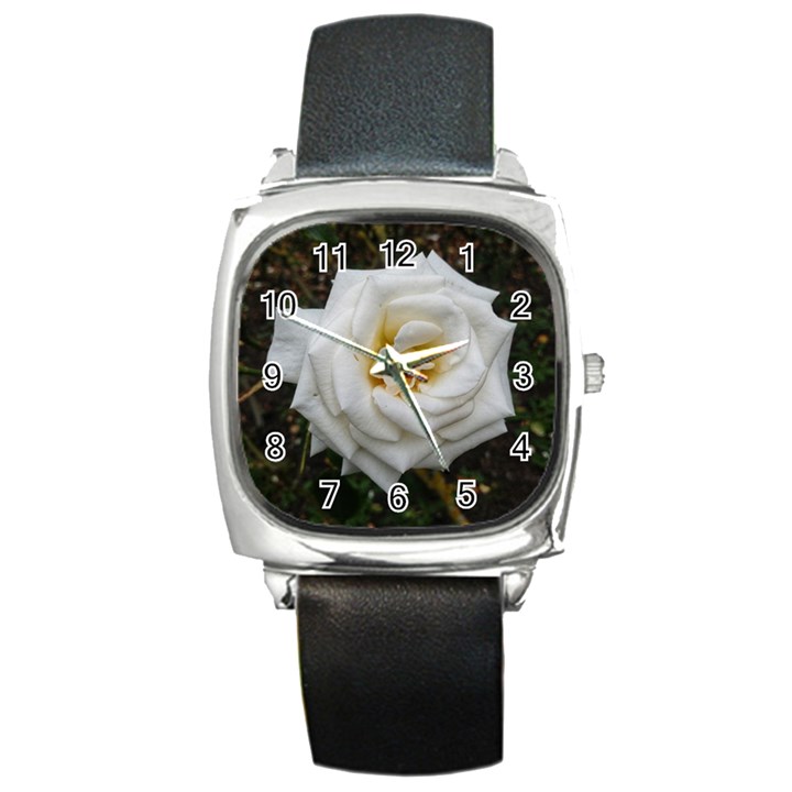 White Angular Rose Square Metal Watch