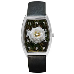 White Angular Rose Barrel Style Metal Watch by okhismakingart