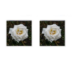 White Angular Rose Cufflinks (square) by okhismakingart