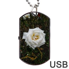 White Angular Rose Dog Tag Usb Flash (one Side) by okhismakingart