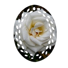 White Angular Rose Oval Filigree Ornament (two Sides) by okhismakingart