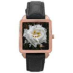 White Angular Rose Rose Gold Leather Watch  by okhismakingart