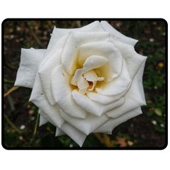 White Angular Rose Double Sided Fleece Blanket (medium)  by okhismakingart