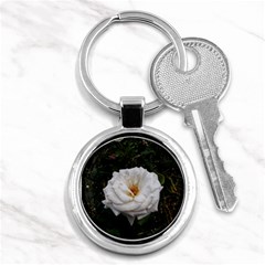 White Smooth Rose Key Chains (round)  by okhismakingart