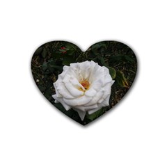 White Smooth Rose Rubber Coaster (heart)  by okhismakingart