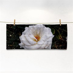 White Smooth Rose Hand Towel by okhismakingart