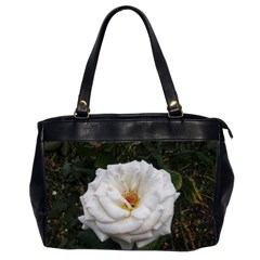 White Smooth Rose Oversize Office Handbag (2 Sides) by okhismakingart