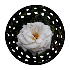 White Smooth Rose Round Filigree Ornament (two Sides) by okhismakingart