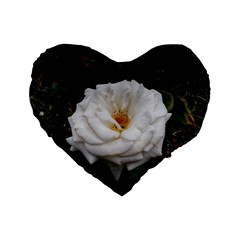 White Smooth Rose Standard 16  Premium Flano Heart Shape Cushions by okhismakingart