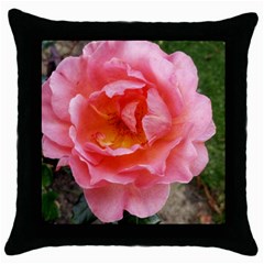 Pink Rose Throw Pillow Case (black) by okhismakingart