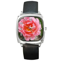 Pink Rose Square Metal Watch by okhismakingart