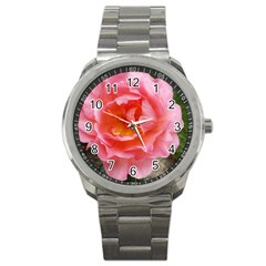 Pink Rose Sport Metal Watch by okhismakingart