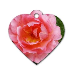 Pink Rose Dog Tag Heart (one Side) by okhismakingart