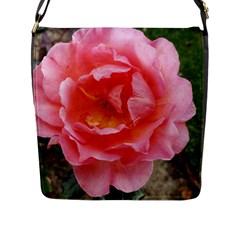 Pink Rose Flap Closure Messenger Bag (l) by okhismakingart