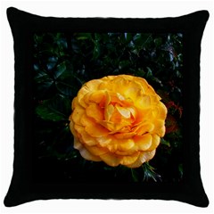 Yellow Rose Throw Pillow Case (black) by okhismakingart