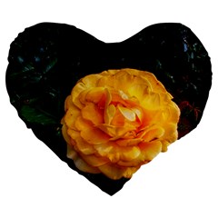 Yellow Rose Large 19  Premium Heart Shape Cushions by okhismakingart