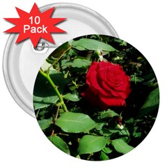 Deep Red Rose 3  Buttons (10 Pack)  by okhismakingart