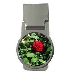 Deep Red Rose Money Clips (round)  by okhismakingart