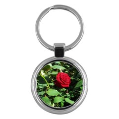 Deep Red Rose Key Chains (round)  by okhismakingart