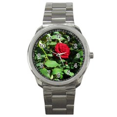 Deep Red Rose Sport Metal Watch by okhismakingart